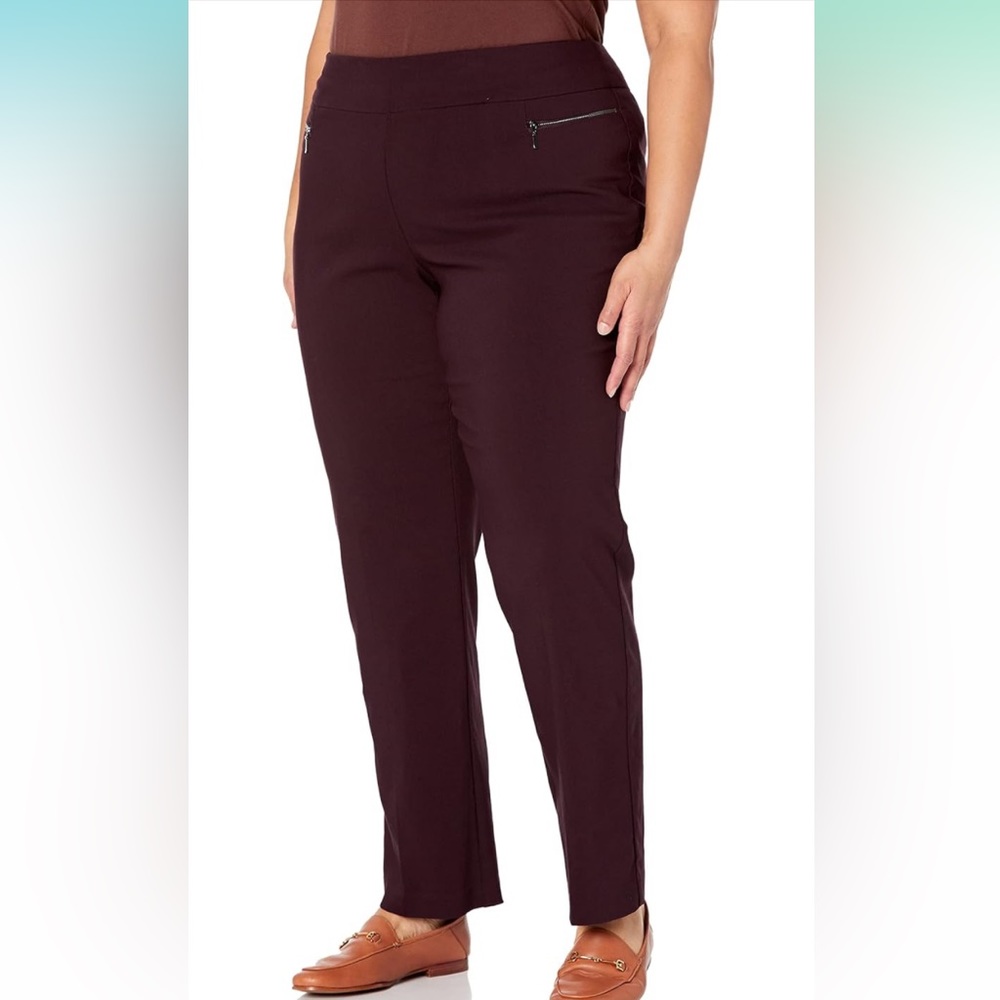 Avenue Mens Plus Size Sstretch Zip Avg Pants, Burgundy, 22 Plus New